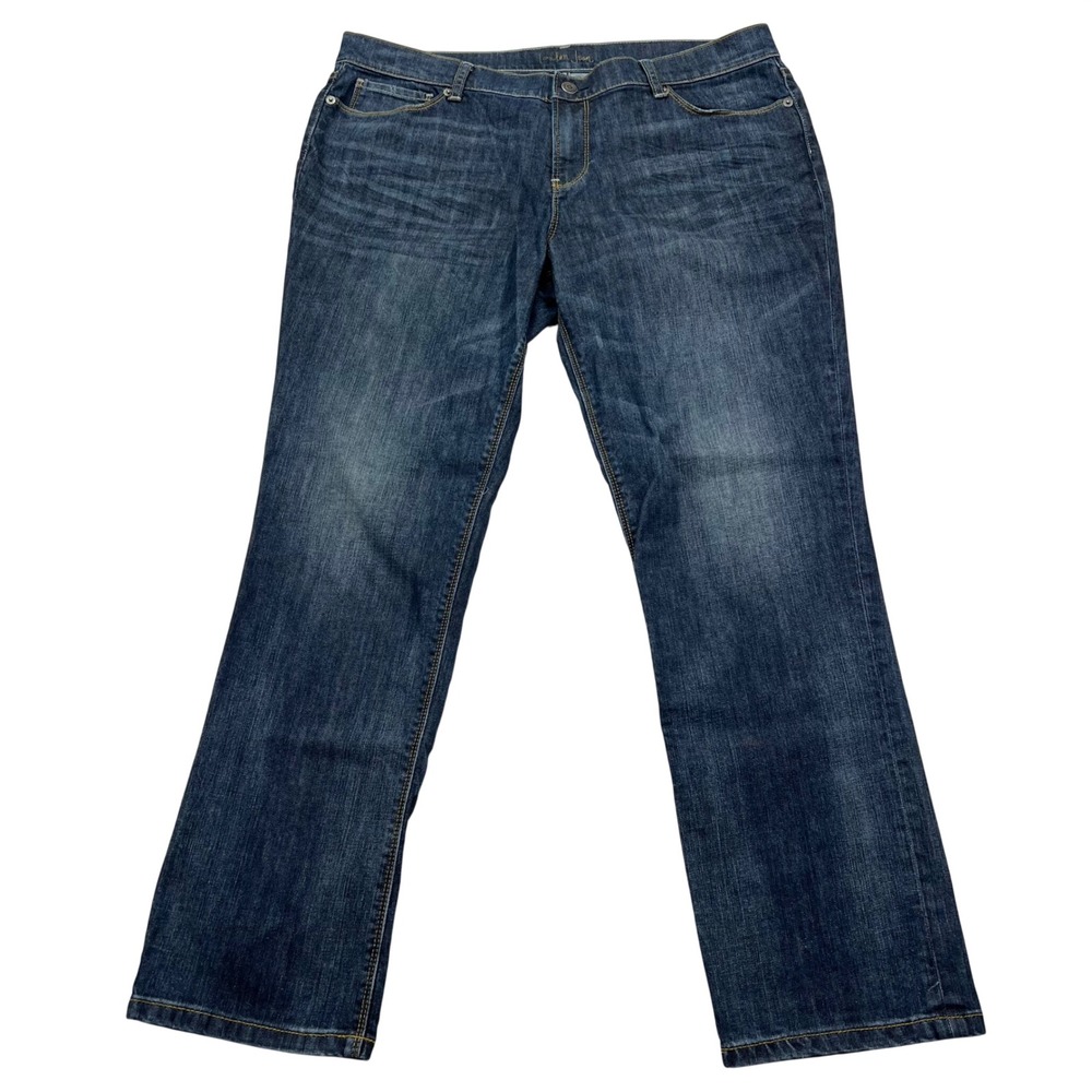 London Jean Blue Denim Straight Leg Jeans 16 Casual Comfort Stretch Dark Wash